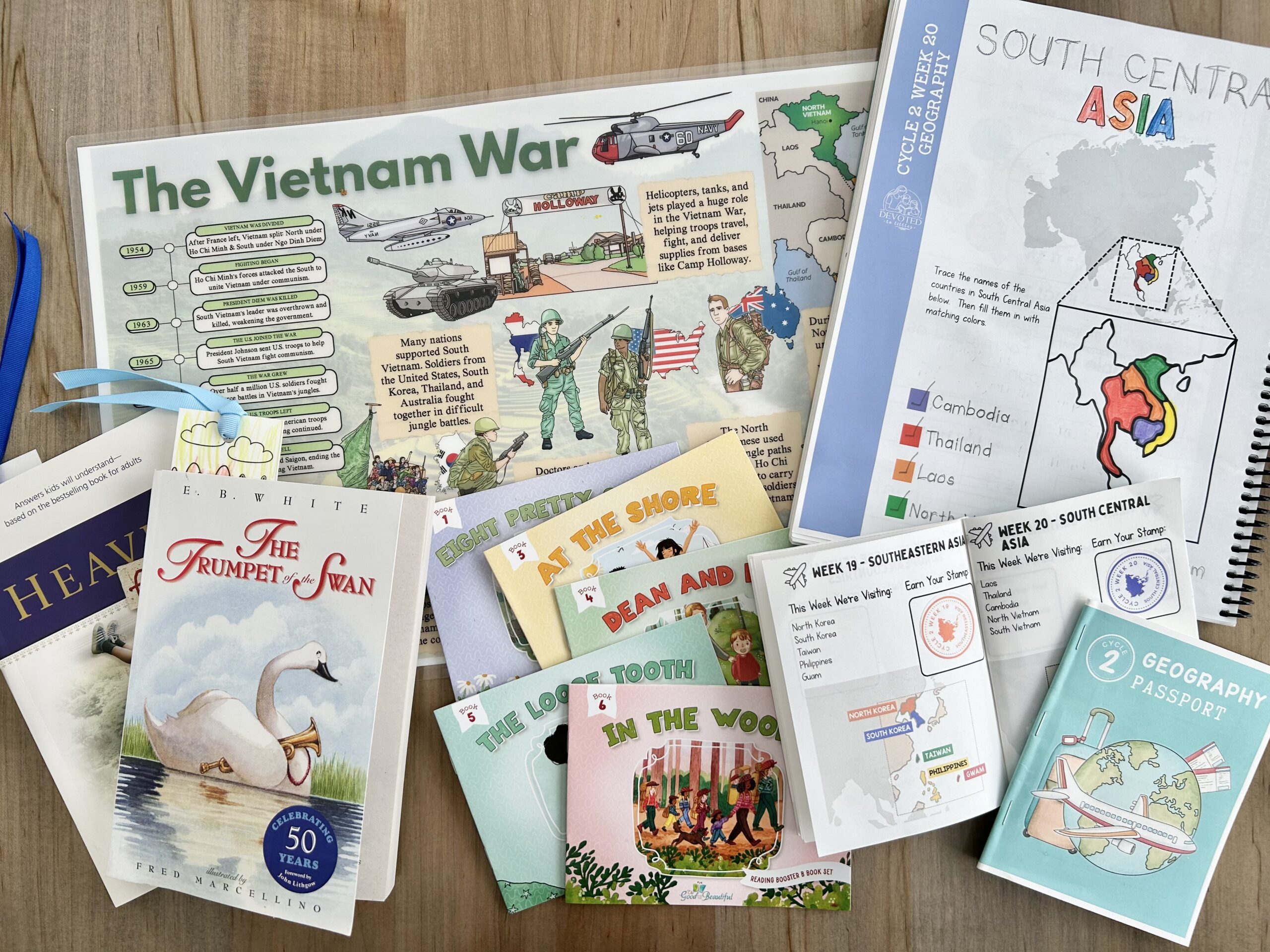 cycle 2 week 20 homeschool books on table