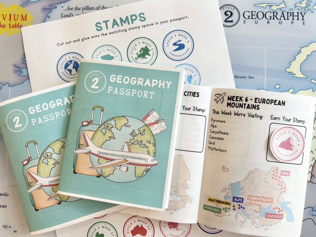 cycle 2 geography passport with stamps