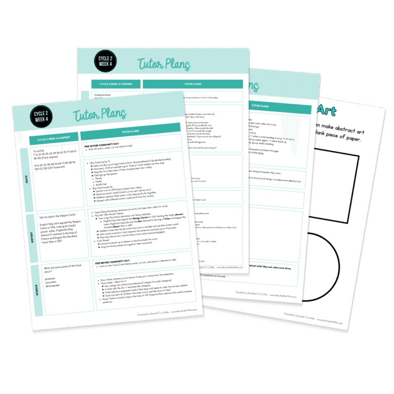 Cycle 2 Week 4 Tutor Ideas for Classical Homeschooling - Devoted to Littles