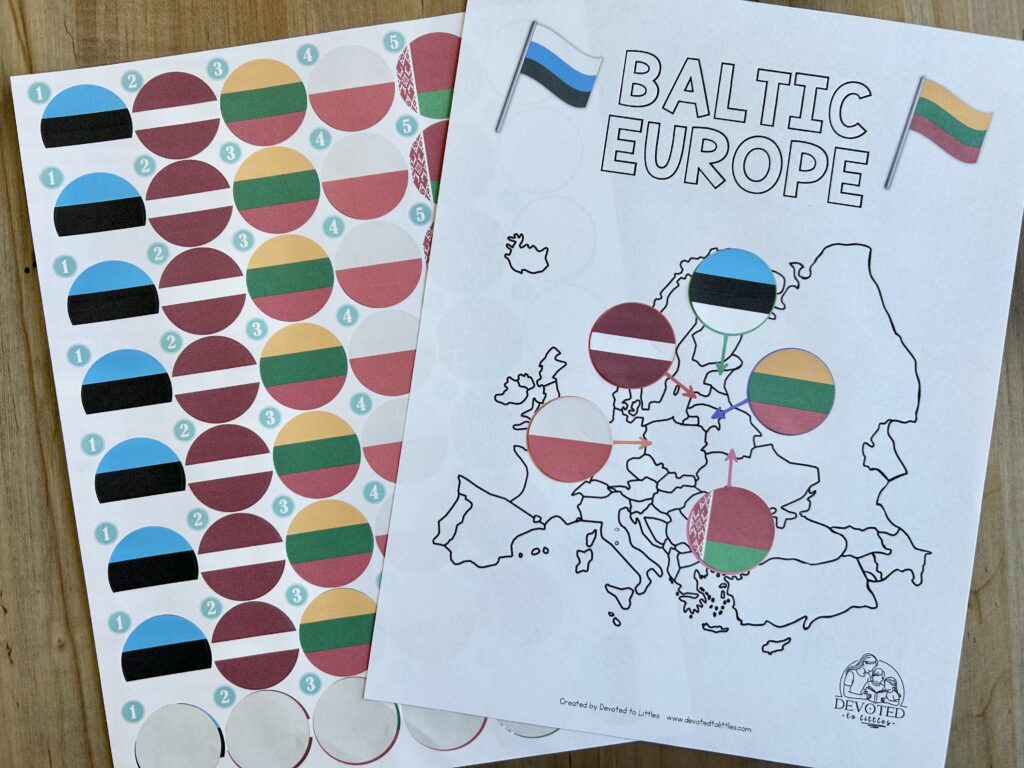 baltic europe map with stickers