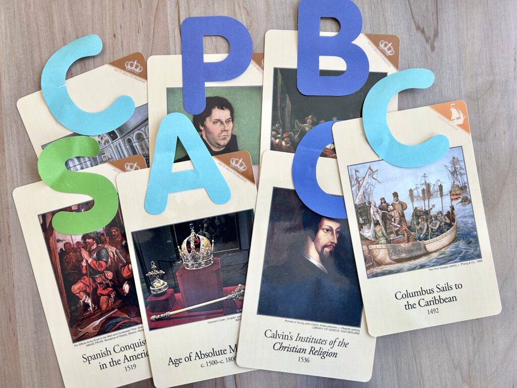 cycle 2 week 14 timeline cards with large letters