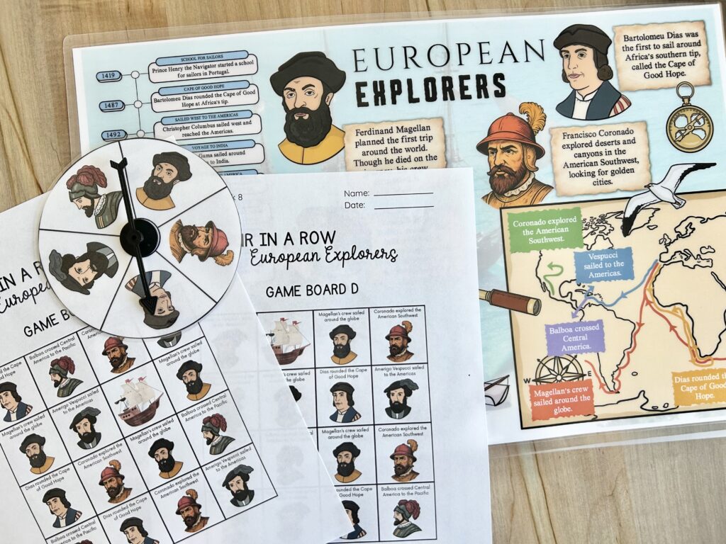 European explorers 4 in a row game with spinner