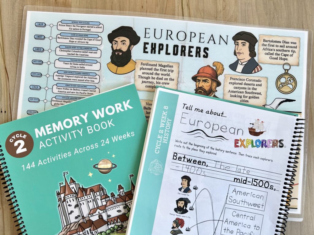 European explorers activity page with placemat
