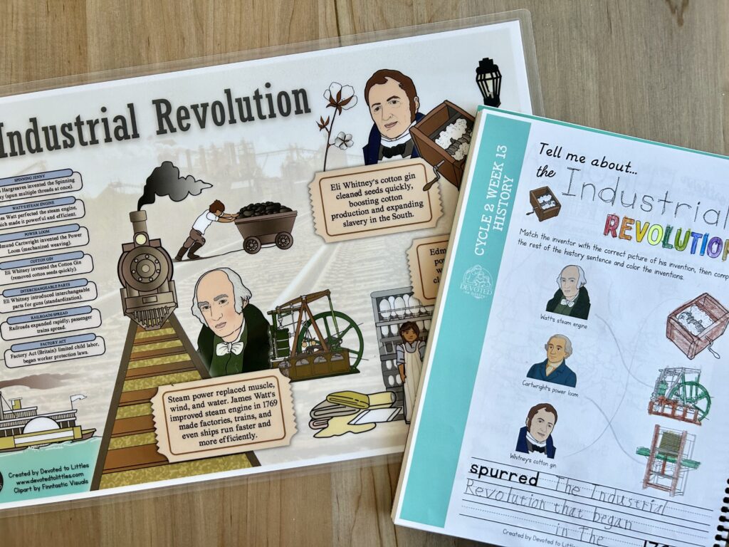 industrial revolution placemat and activity page