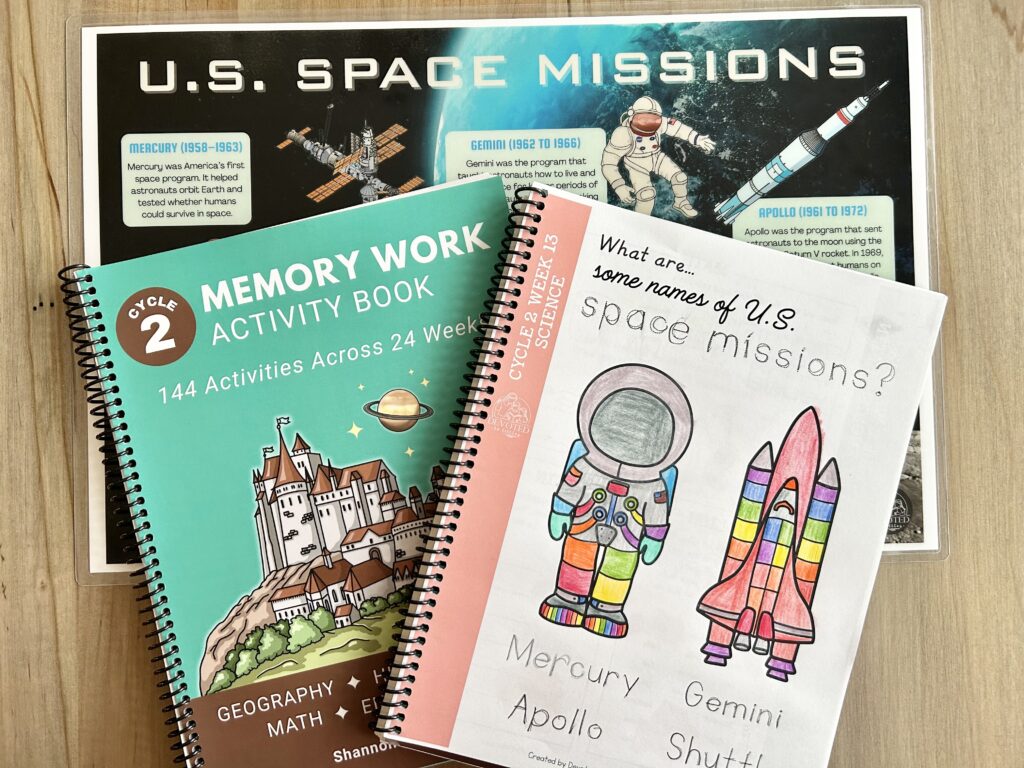 space missions activity page and placemat