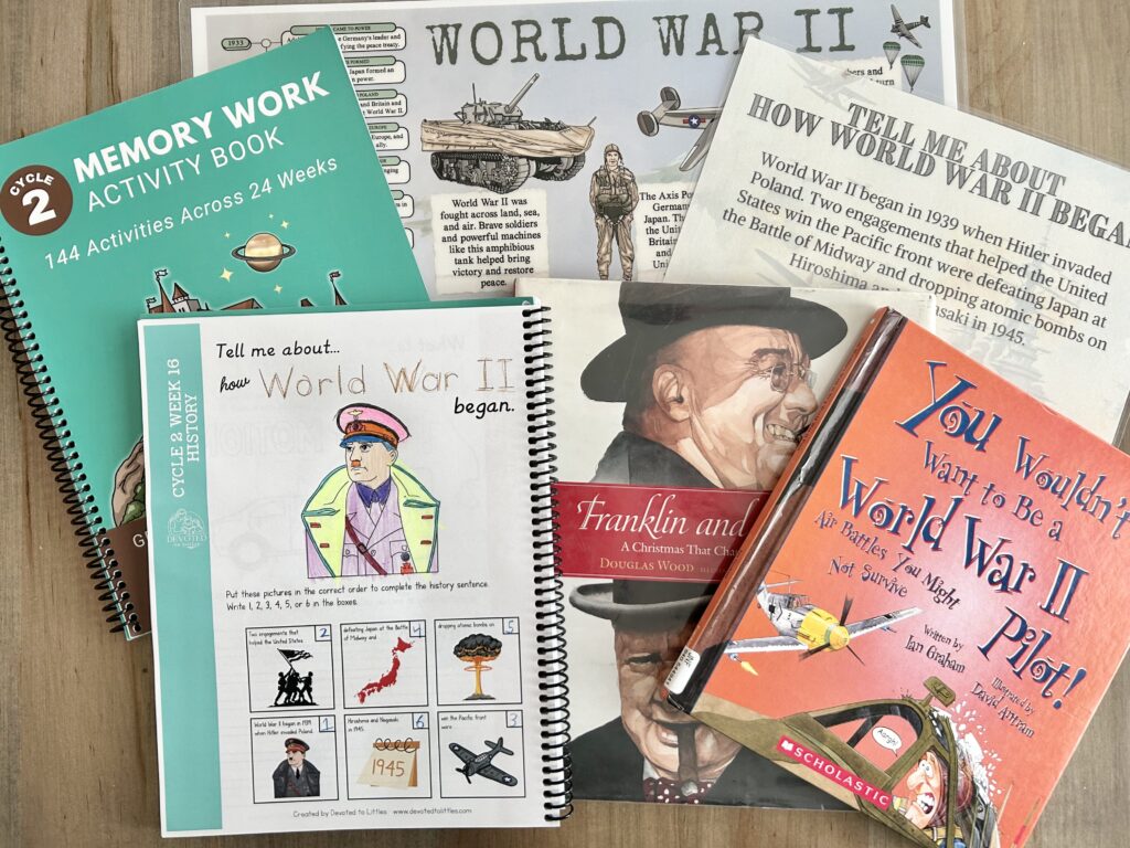 world war 2 activities and books on table