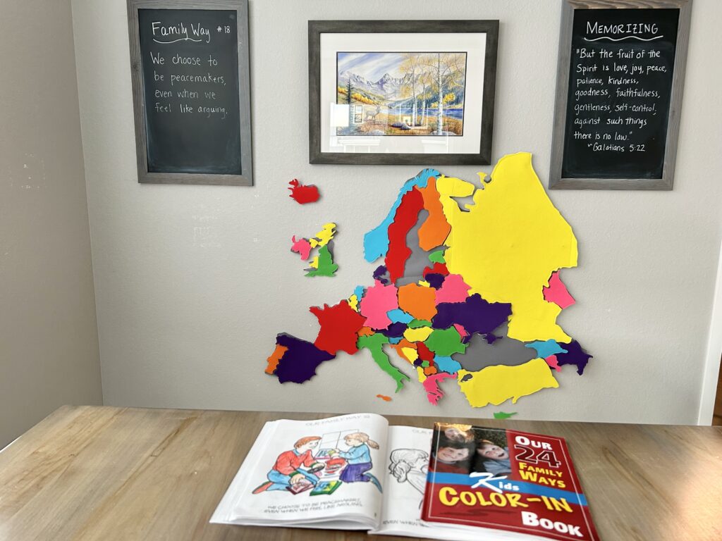 24 family ways activity book out on table