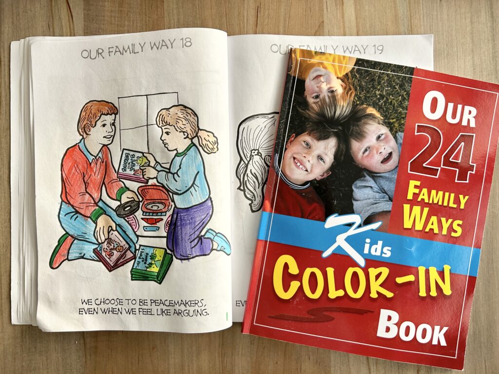 24 family ways coloring book opened