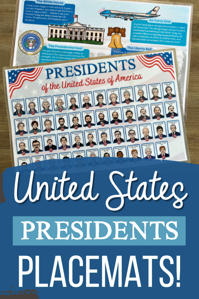 united states presidents placemats pinterest pin