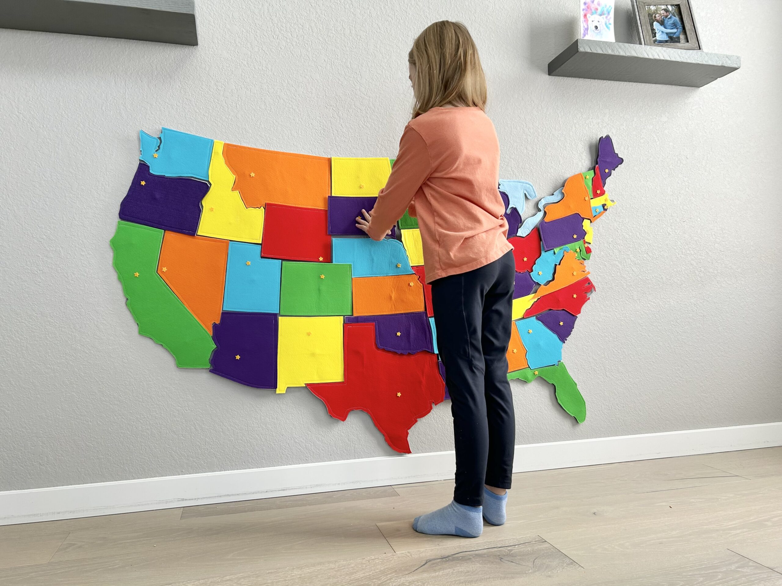 large felt united states map