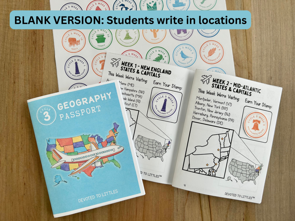 blank version of cycle 3 geography passport
