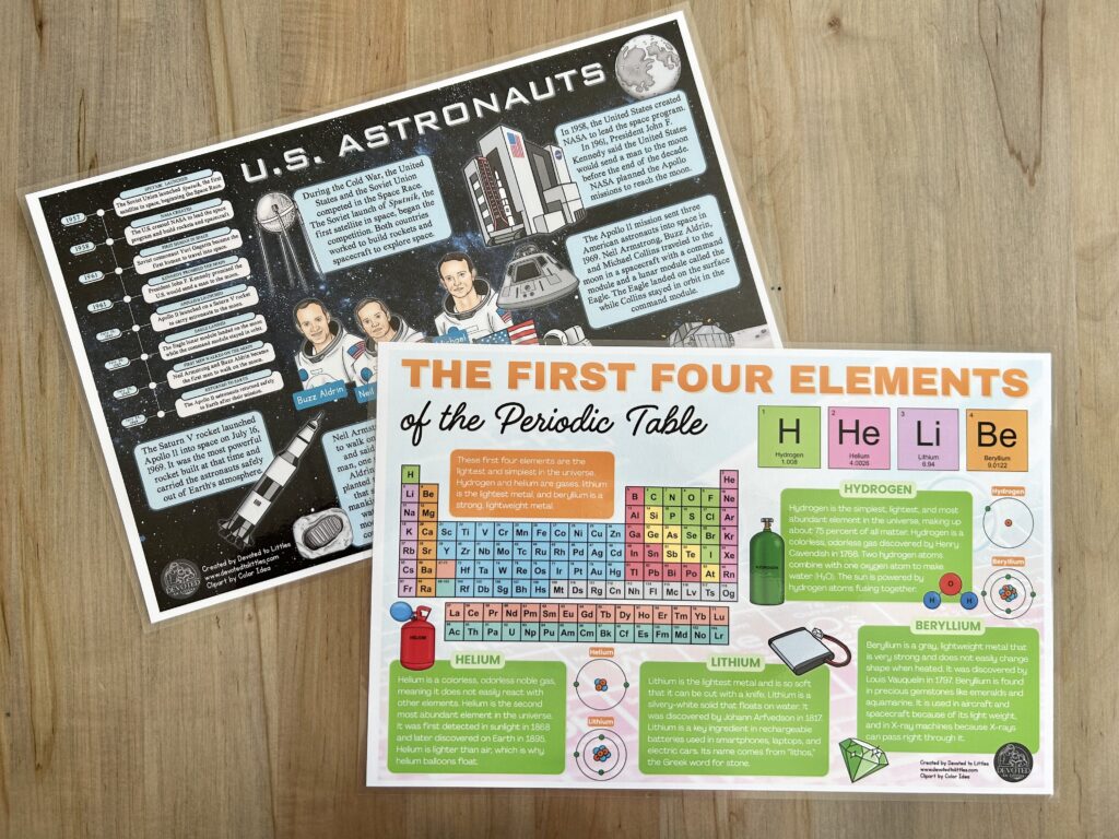 science and history placemats