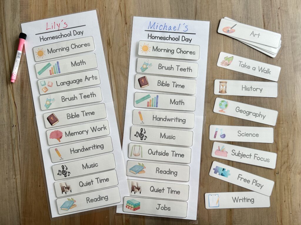homeschool rhythm cards